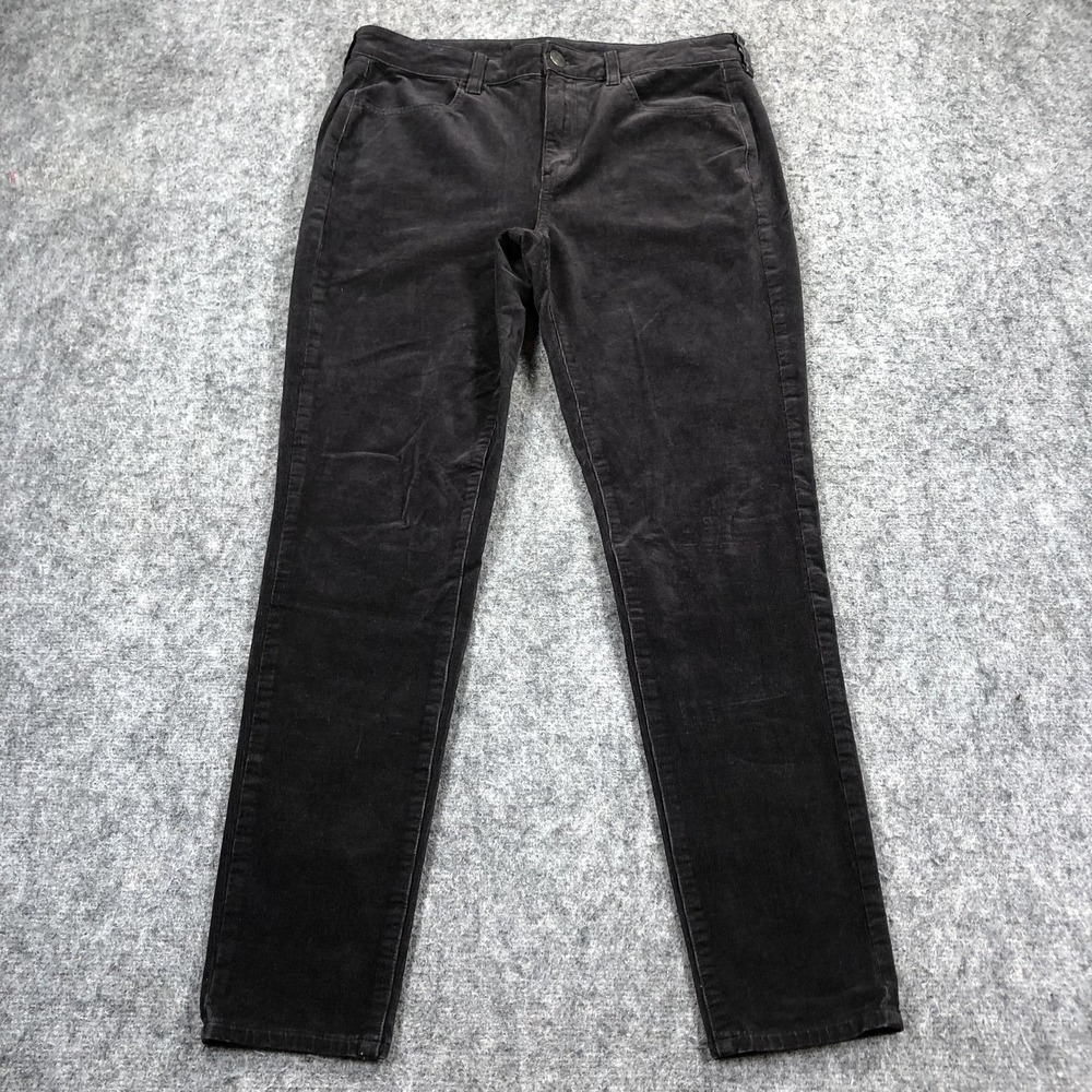 American Eagle Jegging Jeans Womens 12 Dark Gray Corduroy Hi Rise Super Stretch